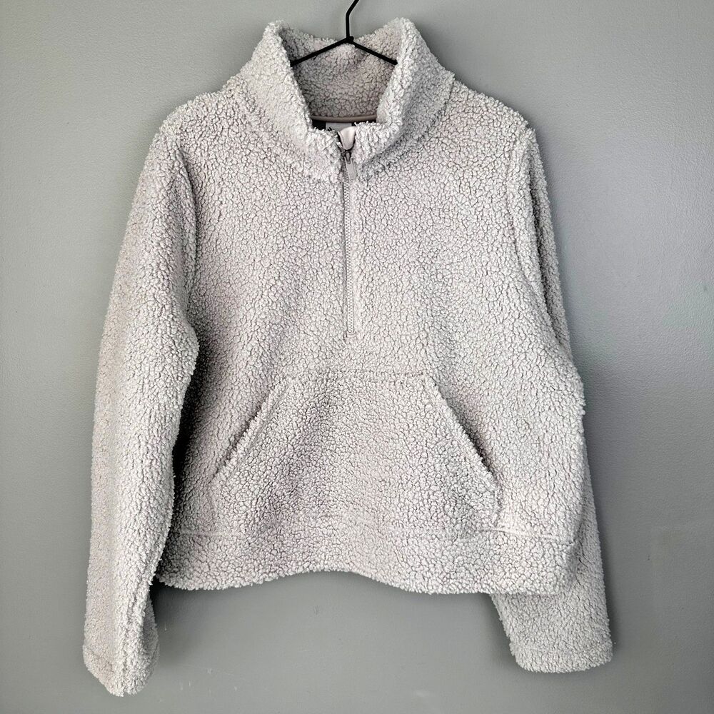 All in Motion 1/4 Zip Sherpa Ivory Pullover Womens Large